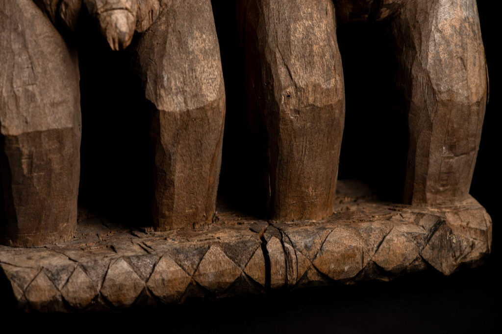 Ancient Statue of the Paiwan tribe : A couple holding each other male and female, probably husband and wife.