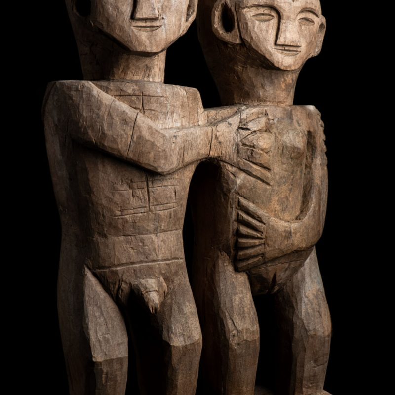 Ancient Statue of the Paiwan tribe : A couple holding each other male and female, probably husband and wife.