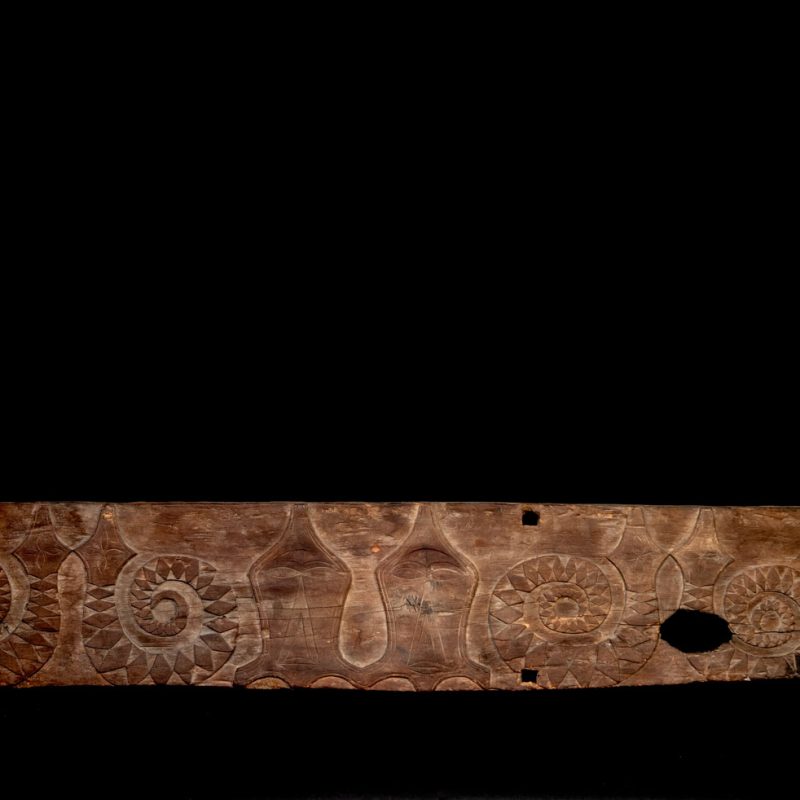 Paiwan tribe house Eave from Majia Township 瑪家鄉 - South Taiwan- Carved with human faces in the Majia style and sacred snakes positioned back to back.